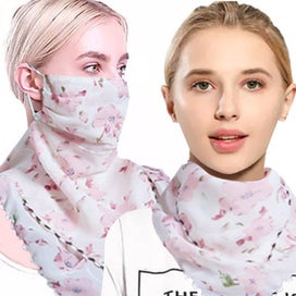 Listing 2 of 4 for Women Flower Print Lightweight Scarf Sun Protection Breathable Face Mask Outd...