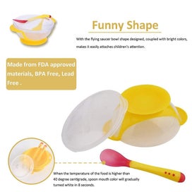 Listing 4 of 5 for Silicone Baby Plate With Lid - Baby Learning Plate + Thermal Safety Spoon