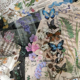 Listing 4 of 5 for Pet Transparent Vintage Decals - Beautiful Butterfly Flower Designs For Scrapbo