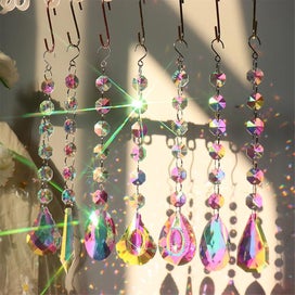 Listing 3 of 5 for Crystal Sun Catcher With Chain 8pcs Pendant For Window Garden Home Car Decorati
