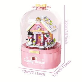Listing 2 of 5 for Pink Candy House Christmas Snow Music Box Compatible Building Block Toy Assembl