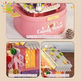 Listing 5 of 5 for Pink Candy House Christmas Snow Music Box Compatible Building Block Toy Assembl