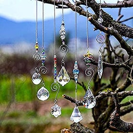 Listing 4 of 5 for Crystal Rainbow Suncatcher Set - Hanging Glass Bead Chain For Window Garden Par