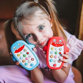 Listing 2 of 5 for Shark Phone Toy With Music Play And Learn Shark Toddler Phone With Teether Case