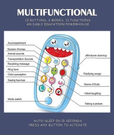 Listing 3 of 5 for Shark Phone Toy With Music Play And Learn Shark Toddler Phone With Teether Case