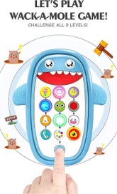 Listing 5 of 5 for Shark Phone Toy With Music Play And Learn Shark Toddler Phone With Teether Case