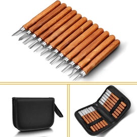 Listing 2 of 5 for Wood Carving Tools 12 piece Set Of Sk2 Carbon Steel Sculpting Knives For Begin