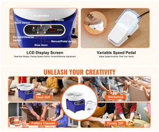 Listing 9 of 13 for Pottery Wheel 10in Ceramic Wheel Foot Pedal Touch Screen Apron 350W Blue