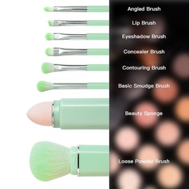 Listing 4 of 5 for 8 In 1 Travel Loose Powder Brush Angled Brush Eyeshadow Brush Beauty Sponge Fou