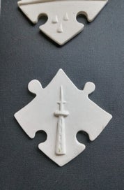 Listing 3 of 5 for Pottery on Canvas Artwork - 'Pieces of Auckland' by NZ Artist