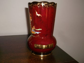 Listing 2 of 8 for Crown Devon Rouge Royale Galleon Vase Rare!