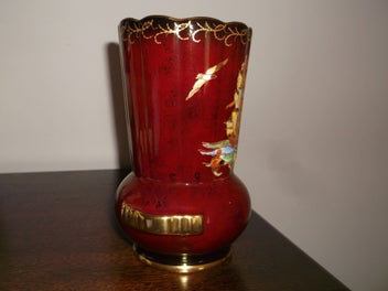 Listing 4 of 8 for Crown Devon Rouge Royale Galleon Vase Rare!