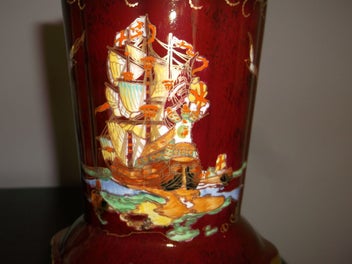 Listing 5 of 8 for Crown Devon Rouge Royale Galleon Vase Rare!