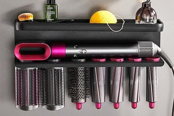 Listing 2 of 7 for Barbershop Curling Wand Wall Mount Holder Hair Dryer shelf For Dyson Styler Rack