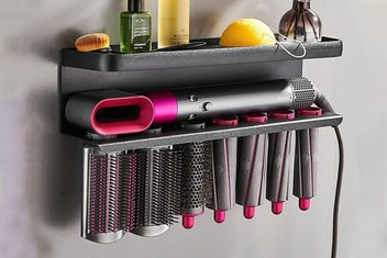 Listing 3 of 7 for Barbershop Curling Wand Wall Mount Holder Hair Dryer shelf For Dyson Styler Rack
