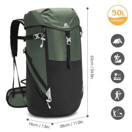 50LMountaineeringBackpackWaterproofOutdoorHikingCampingBackpack-Green