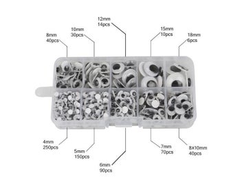 Listing 6 of 8 for 700Pcs/box 10 Grid Self-adhesive Wiggly Googly Eyes 4-15mm For Toys/dolls DIY