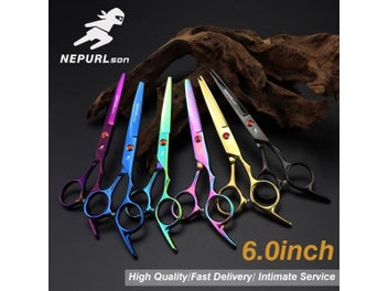 Listing 3 of 10 for 6 Inch Tooth Scissors Flat Scissors For Barbers And Hairdressers Special Fine
