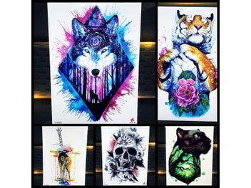 Listing 3 of 9 for Magical Forest Jaguar Tree Panther Leopard Heart Tattoo Stickers