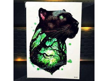 Listing 7 of 9 for Magical Forest Jaguar Tree Panther Leopard Heart Tattoo Stickers