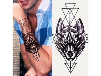 Listing 7 of 10 for 1pc Lion Men Waterproof Temporary Tattoo Black Transfer Clock