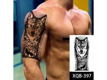 Listing 8 of 10 for 1pc Lion Men Waterproof Temporary Tattoo Black Transfer Clock