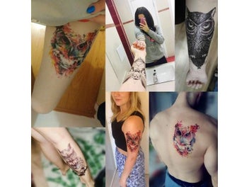 Listing 6 of 9 for 1 Sheet Colorful Drawing Temporary Tattoo Women Men Body Art Owl Design KM-014
