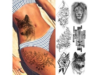 Listing 3 of 10 for Summer Style Temporary Tattoo Stickers Rose Flower Feather For Women Fake