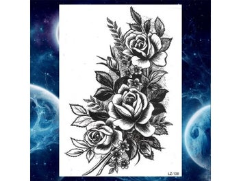 Listing 4 of 10 for Summer Style Temporary Tattoo Stickers Rose Flower Feather For Women Fake