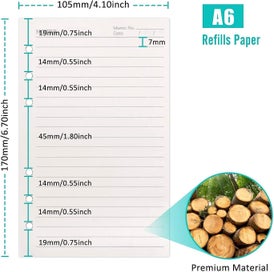 Listing 2 of 5 for A6 Refill Paper, 80 Pages A6 Loose Leaf Paper 6 Hole Notebook Refills For 6 Ring