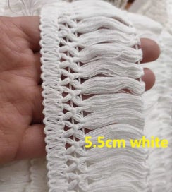 Listing 4 of 6 for Quality 4cm-6cm Width Beautiful Cotton Fringe Lace Beige Tassel Lace Trim CHK29M