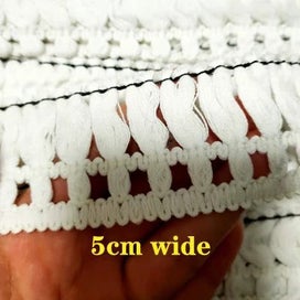 Listing 5 of 6 for Quality 4cm-6cm Width Beautiful Cotton Fringe Lace Beige Tassel Lace Trim CHK29M