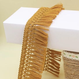 Listing 1 of 6 for Quality 4cm-6cm Width Beautiful Cotton Fringe Lace Beige Tassel Lace Trim CHK29M
