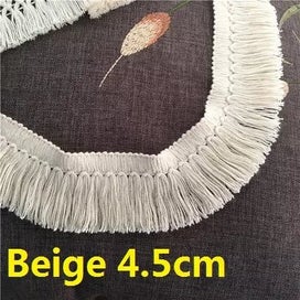 Listing 1 of 6 for Quality 4cm-6cm Width Beautiful Cotton Fringe Lace Beige Tassel Lace Trim CHK29M