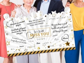 Listing 4 of 5 for Jumbo Retirement Card Giant Farewell Guest Book Big Happy Retirement Card Gold