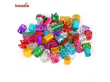 Listing 4 of 10 for 50/100pcs Various Shape Beads Adjustable Hair Braids Dreadlock Beads Braid