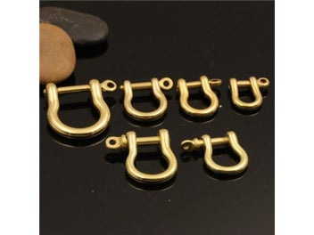 Listing 4 of 10 for Solid Brass Carabiner D Bow Shackle Fob Key Ring Keychain Hook Screw Joint
