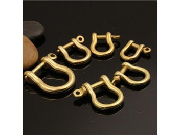 Listing 5 of 10 for Solid Brass Carabiner D Bow Shackle Fob Key Ring Keychain Hook Screw Joint