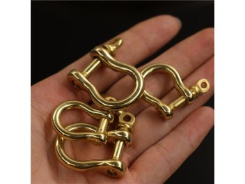 Listing 7 of 10 for Solid Brass Carabiner D Bow Shackle Fob Key Ring Keychain Hook Screw Joint