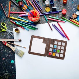 Listing 2 of 2 for Portable Color Mixing Box Wooden Watercolor Paint Case Magnetic Pigment Case