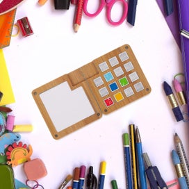 Listing 4 of 5 for Portable Color Mixing Box Wooden Watercolor Paint Case Magnetic Pigment Case