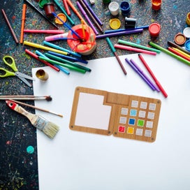 Listing 5 of 5 for Portable Color Mixing Box Wooden Watercolor Paint Case Magnetic Pigment Case