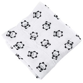 Listing 2 of 8 for Muslin baby swaddle blanket wrap - Panda design - 100% cotton