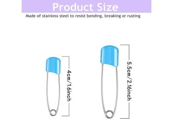 Listing 4 of 10 for 50Pcs Baby Safety Pins Plastic Head Cloth Diaper Pins Stainless Steel Sewing