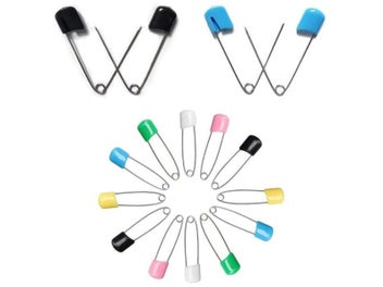 Listing 6 of 10 for 50Pcs Baby Safety Pins Plastic Head Cloth Diaper Pins Stainless Steel Sewing