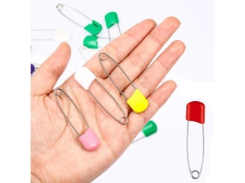 Listing 7 of 10 for 50Pcs Baby Safety Pins Plastic Head Cloth Diaper Pins Stainless Steel Sewing