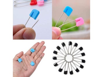 Listing 8 of 10 for 50Pcs Baby Safety Pins Plastic Head Cloth Diaper Pins Stainless Steel Sewing