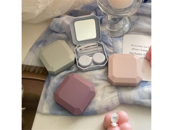 Listing 2 of 8 for Portable Solid Color Contact Lenses Box Candy Color Cute Contact Lens Case With
