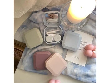 Listing 4 of 8 for Portable Solid Color Contact Lenses Box Candy Color Cute Contact Lens Case With