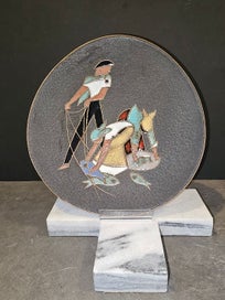 Listing 5 of 5 for Vintage 60's-70's RUSCHA Keramik Wall Plate Fisher Men & Women WGP